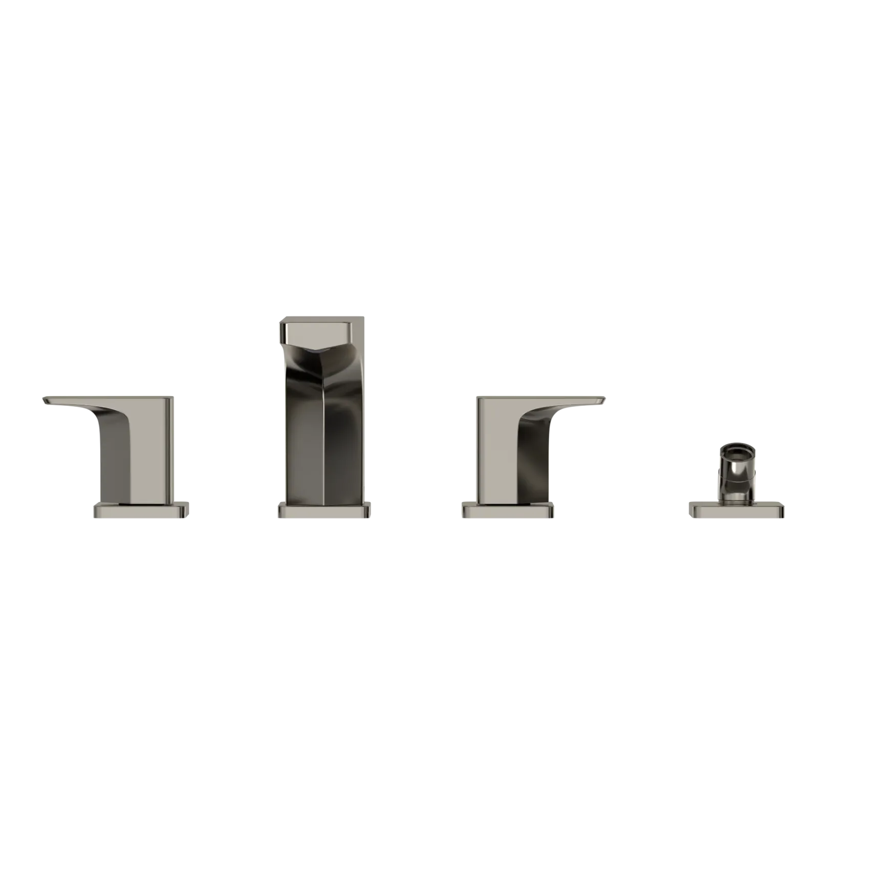TOTO GE Two-Handle Deck-Mount Roman Tub Filler Trim with Handshower, Polished Nickel, Brass, TBG07202U#PN