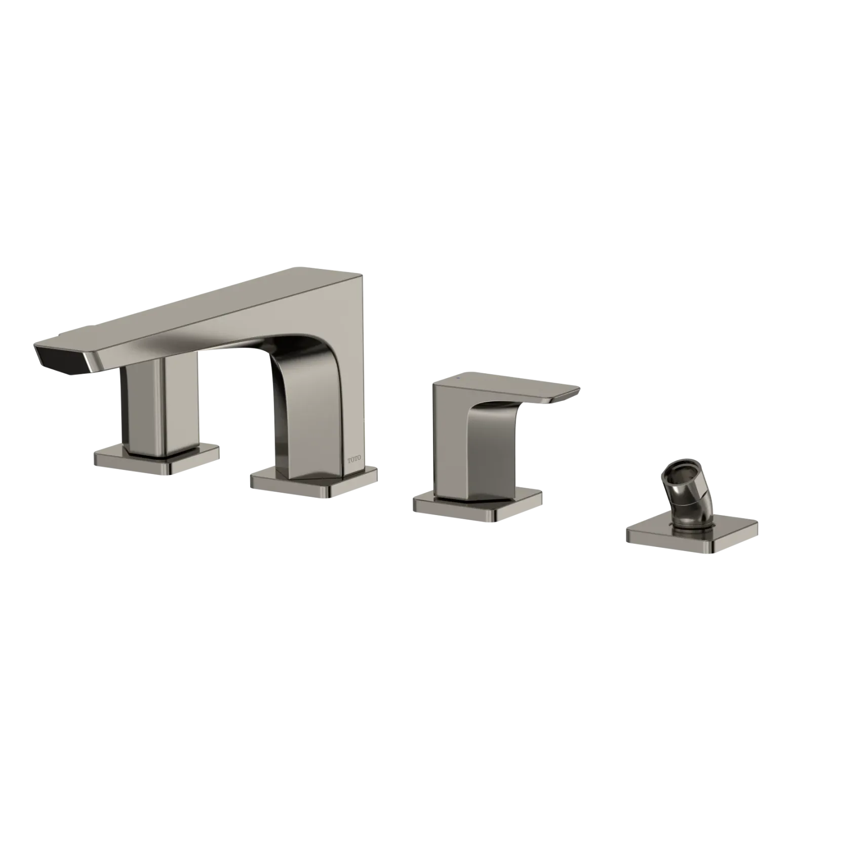 TOTO GE Two-Handle Deck-Mount Roman Tub Filler Trim with Handshower, Polished Nickel, Brass, TBG07202U#PN