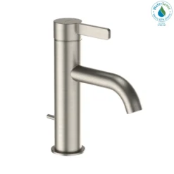 TOTO GF Series 1.2 GPM Single Handle Bathroom Sink Faucet with COMFORT GLIDE Technology and Drain Assembly, Brushed Nickel, Stainless Steel, TLG11301U#BN