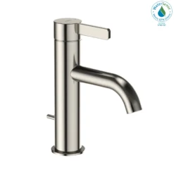 TOTO GF Series 1.2 GPM Single Handle Bathroom Sink Faucet with COMFORT GLIDE Technology and Drain Assembly, Polished Nickel, Stainless Steel, TLG11301U#PN