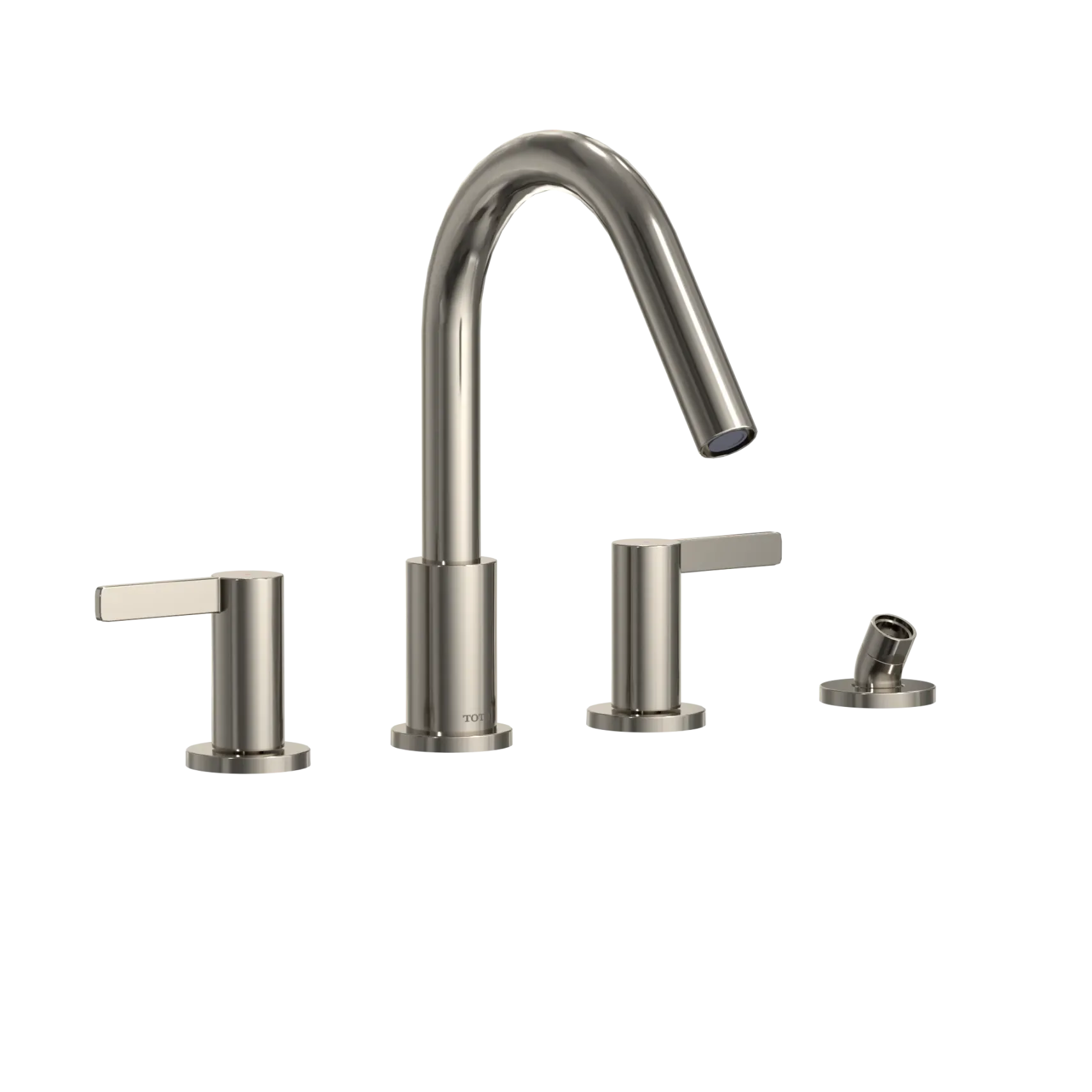TOTO GF Two Lever Handle Deck-Mount Roman Tub Filler Trim with Handshower, Polished Nickel, Brass, TBG11202UA#PN