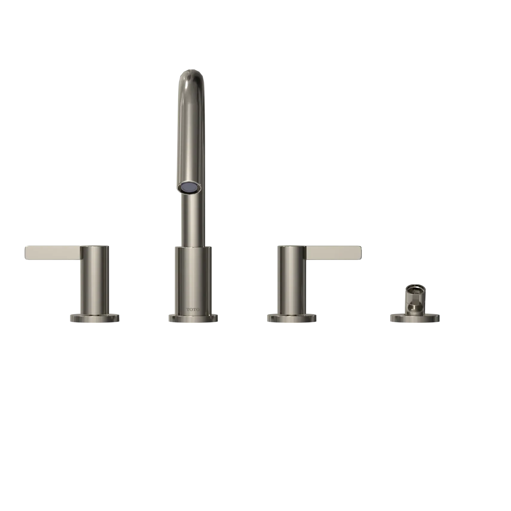 TOTO GF Two Lever Handle Deck-Mount Roman Tub Filler Trim with Handshower, Polished Nickel, Brass, TBG11202UA#PN