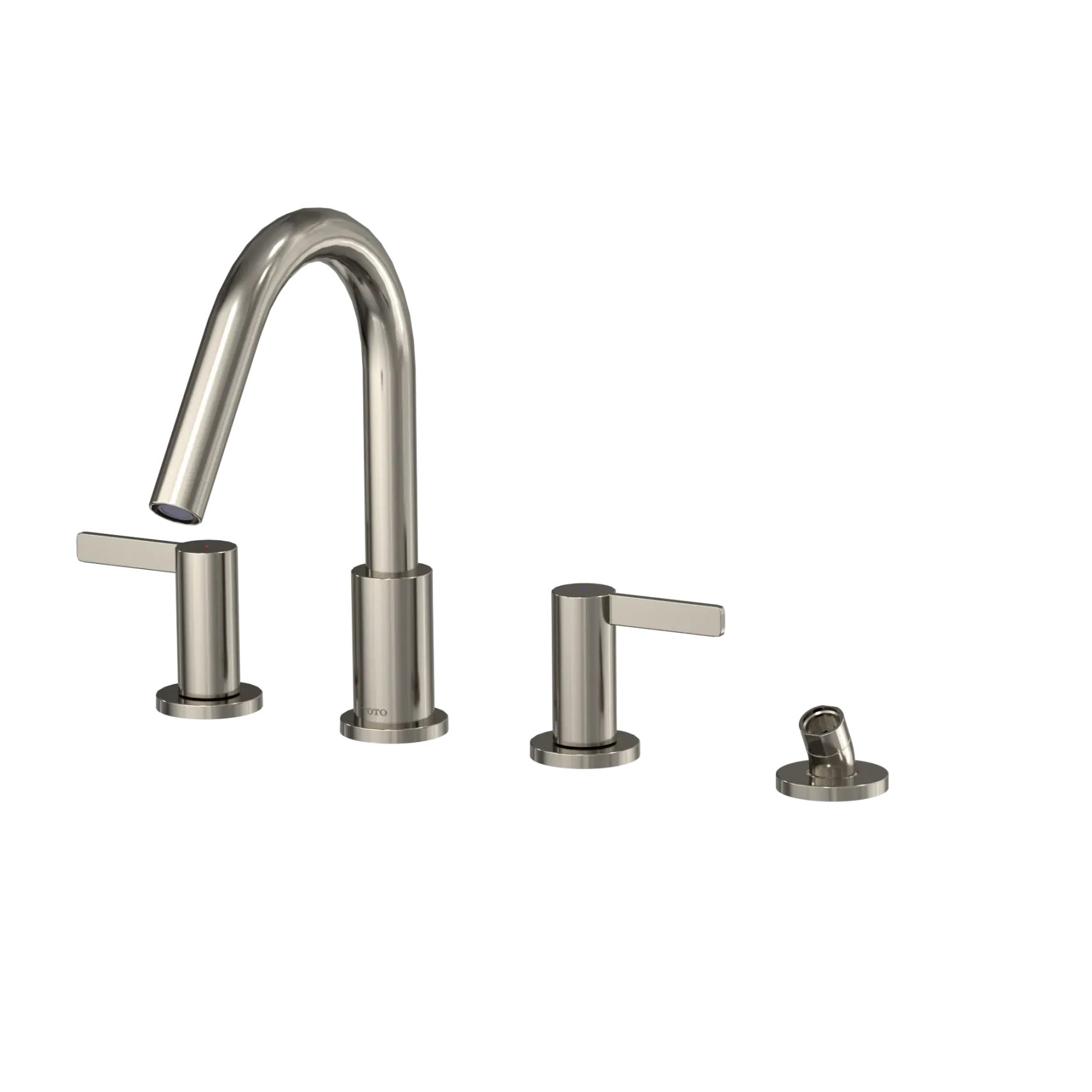 TOTO GF Two Lever Handle Deck-Mount Roman Tub Filler Trim with Handshower, Polished Nickel, Brass, TBG11202UA#PN
