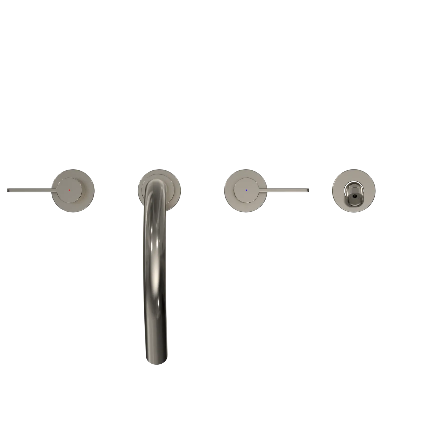 TOTO GF Two Lever Handle Deck-Mount Roman Tub Filler Trim with Handshower, Polished Nickel, Brass, TBG11202UA#PN