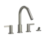 TOTO GF Two Lever Handle Deck-Mount Roman Tub Filler Trim with Handshower, Brushed Nickel, Brass, TBG11202UA#BN
