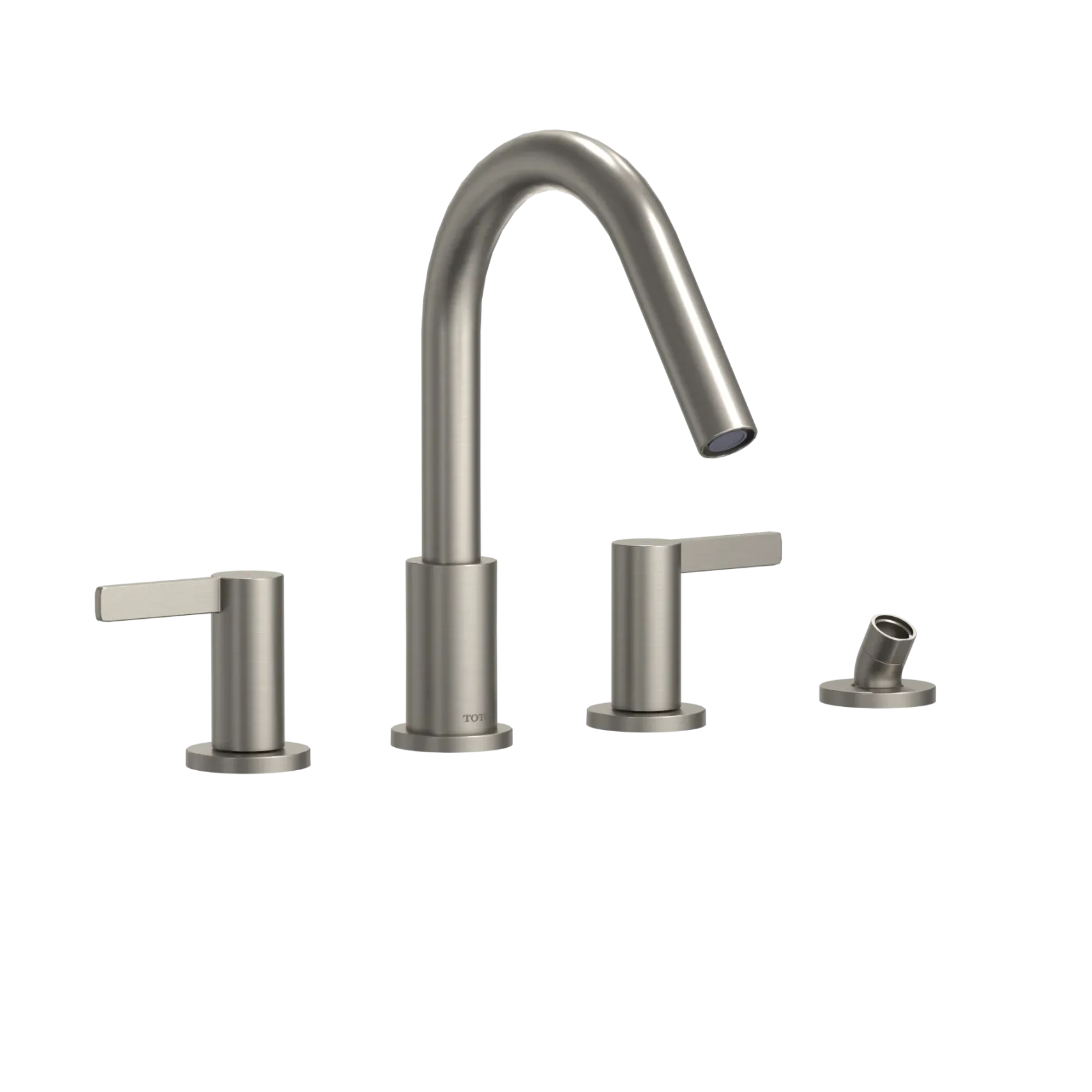 TOTO GF Two Lever Handle Deck-Mount Roman Tub Filler Trim with Handshower, Brushed Nickel, Brass, TBG11202UA#BN