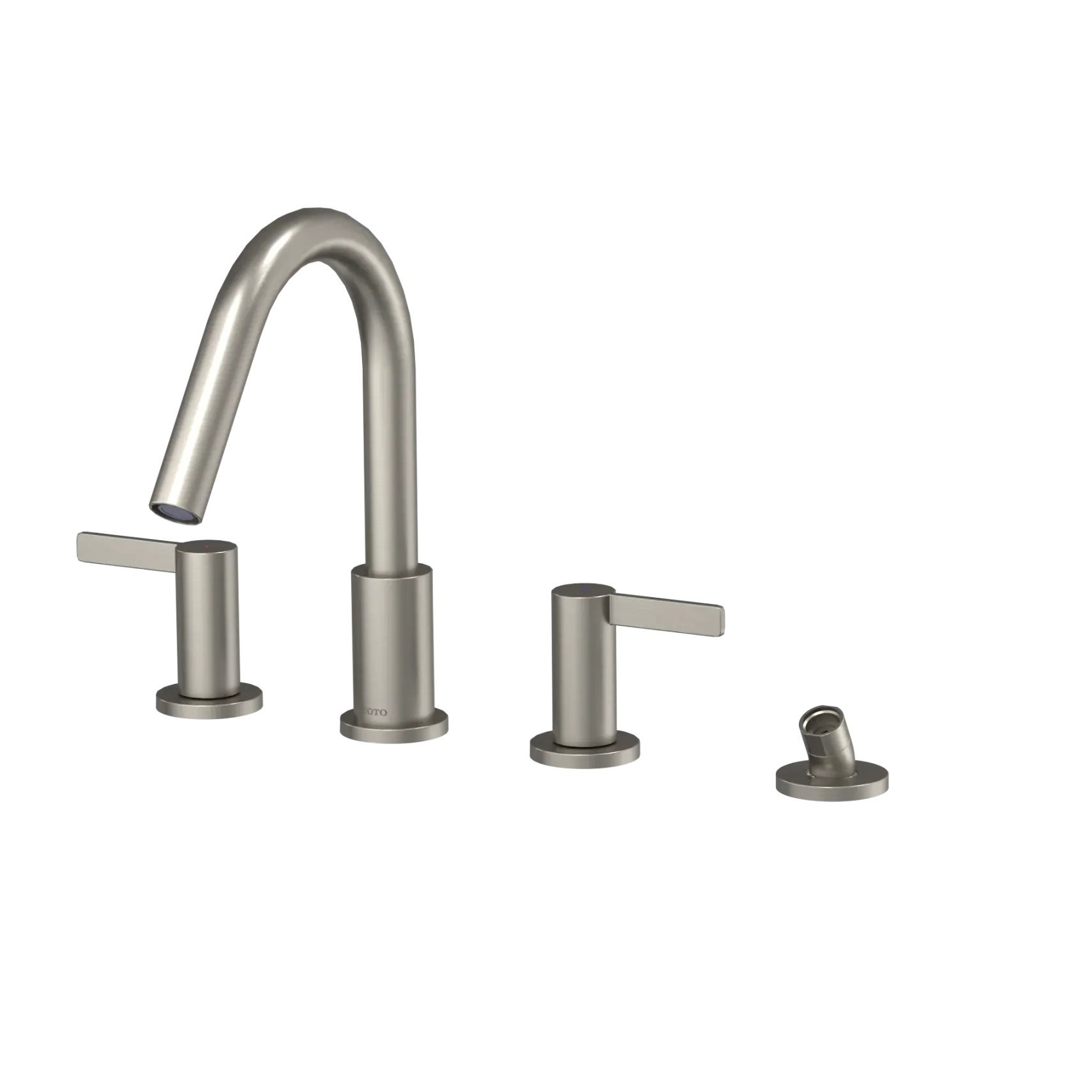 TOTO GF Two Lever Handle Deck-Mount Roman Tub Filler Trim with Handshower, Brushed Nickel, Brass, TBG11202UA#BN