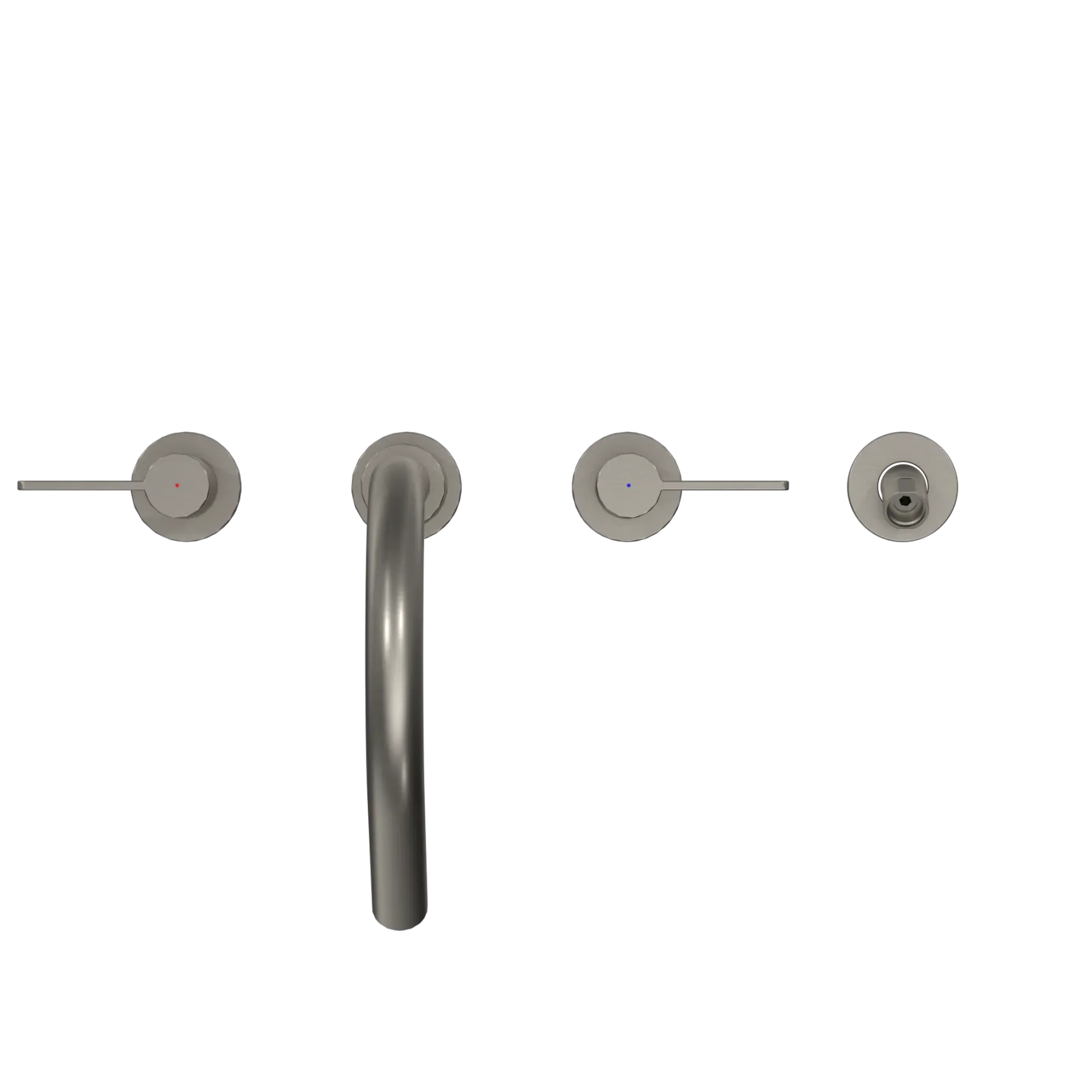 TOTO GF Two Lever Handle Deck-Mount Roman Tub Filler Trim with Handshower, Brushed Nickel, Brass, TBG11202UA#BN