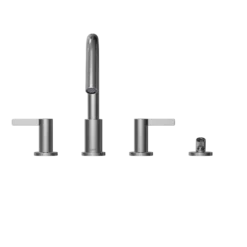 TOTO GF Two Lever Handle Deck-Mount Roman Tub Filler Trim with Handshower, Polished Chrome, Brass, TBG11202UA#CP