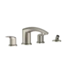 TOTO GM Two-Handle Deck-Mount Roman Tub Filler Trim with Handshower, Brushed Nickel, Brass, TBG09202U#BN