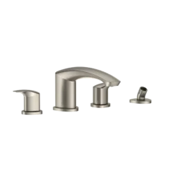 TOTO GM Two-Handle Deck-Mount Roman Tub Filler Trim with Handshower, Brushed Nickel, Brass, TBG09202U#BN