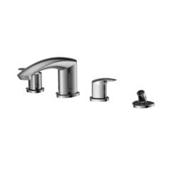 TOTO GM Two-Handle Deck-Mount Roman Tub Filler Trim with Handshower, Polished Chrome, Brass, TBG09202U#CP