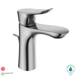 TOTO GO 1.2 GPM Single Handle Bathroom Sink Faucet with COMFORT GLIDE Technology and Drain Assembly, Polished Chrome, Brass, TLG01301U#CP