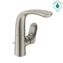 TOTO GO 1.2 GPM Single Side-Handle Bathroom Sink Faucet with COMFORT GLIDE Technology and Drain Assembly, Brushed Nickel, Brass, TLG01309U#BN