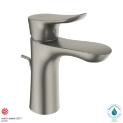 TOTO GO Series 1.2 GPM Single Handle Bathroom Sink Faucet with COMFORT GLIDE Technology and Drain Assembly, Brushed Nickel, Brass, TLG01301U#BN