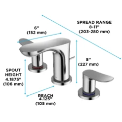 TOTO GO Series 1.2 GPM Two Handle Widespread Bathroom Sink Faucet with Drain Assembly, Polished Chrome, Brass, TLG01201U#CP