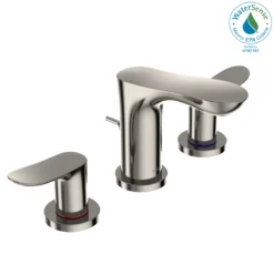 TOTO GO Series 1.2 GPM Two Handle Widespread Bathroom Sink Faucet with Drain Assembly, Polished Nickel, Brass, TLG01201U#PN