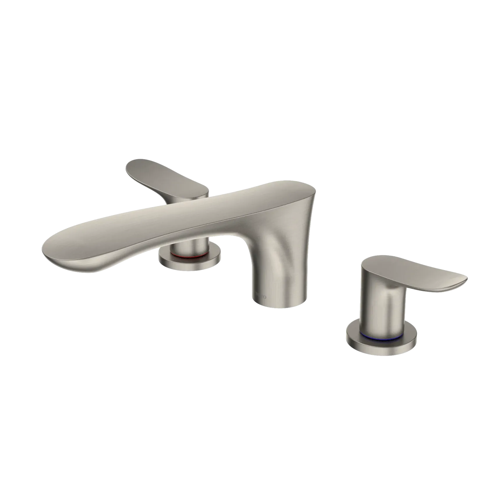 TOTO GO Two-Handle Deck-Mount Roman Tub Filler Trim, Brushed Nickel, Brass, TBG01201U#BN