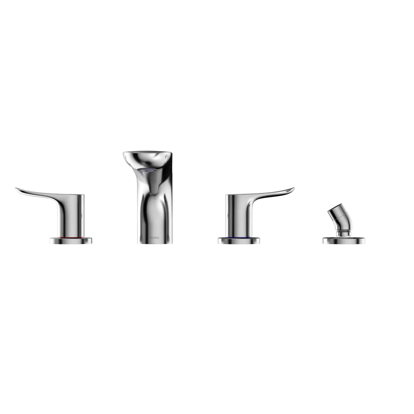TOTO GO Two-Handle Deck-Mount Roman Tub Filler Trim with Handshower, Polished Chrome, Brass, TBG01202U#CP