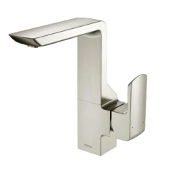 TOTO GR Series 1.2 GPM Single Side Handle Bathroom Sink Faucet with COMFORT GLIDE Technology and Drain Assembly, Brushed Nickel, Brass, TLG02309U#BN
