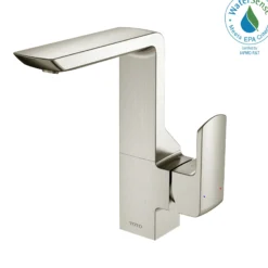 TOTO GR Series 1.2 GPM Single Side Handle Bathroom Sink Faucet with COMFORT GLIDE Technology and Drain Assembly, Brushed Nickel, Brass, TLG02309U#BN
