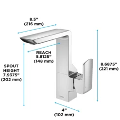TOTO GR Series 1.2 GPM Single Side Handle Bathroom Sink Faucet with COMFORT GLIDE Technology and Drain Assembly, Polished Chrome, Brass, TLG02309U#CP