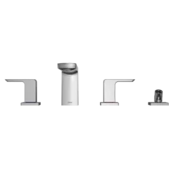 TOTO GR Two-Handle Deck-Mount Roman Tub Filler Trim with Handshower, Polished Chrome, Brass, TBG02202U#CP