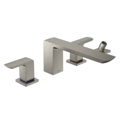 TOTO GR Two-Handle Deck-Mount Roman Tub Filler Trim with Handshower, Brushed Nickel, Brass, TBG02202U#BN