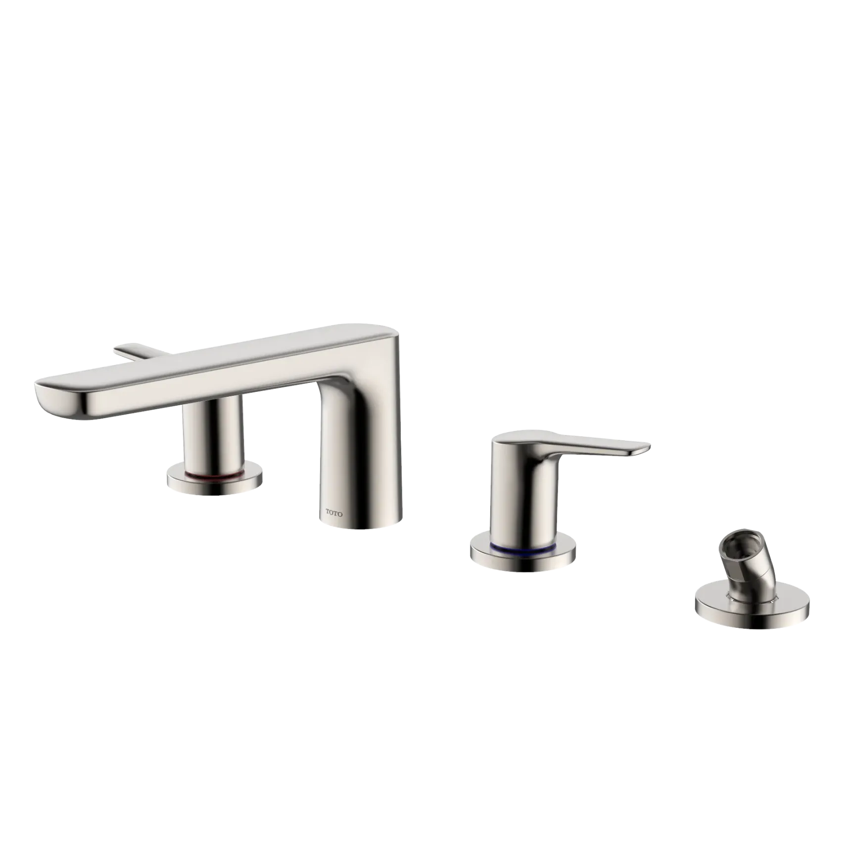 TOTO GS Four-hole Deck-Mount Roman Tub Filler Trim with Handshower, Polished Nickel, Brass, TBG03202U#PN