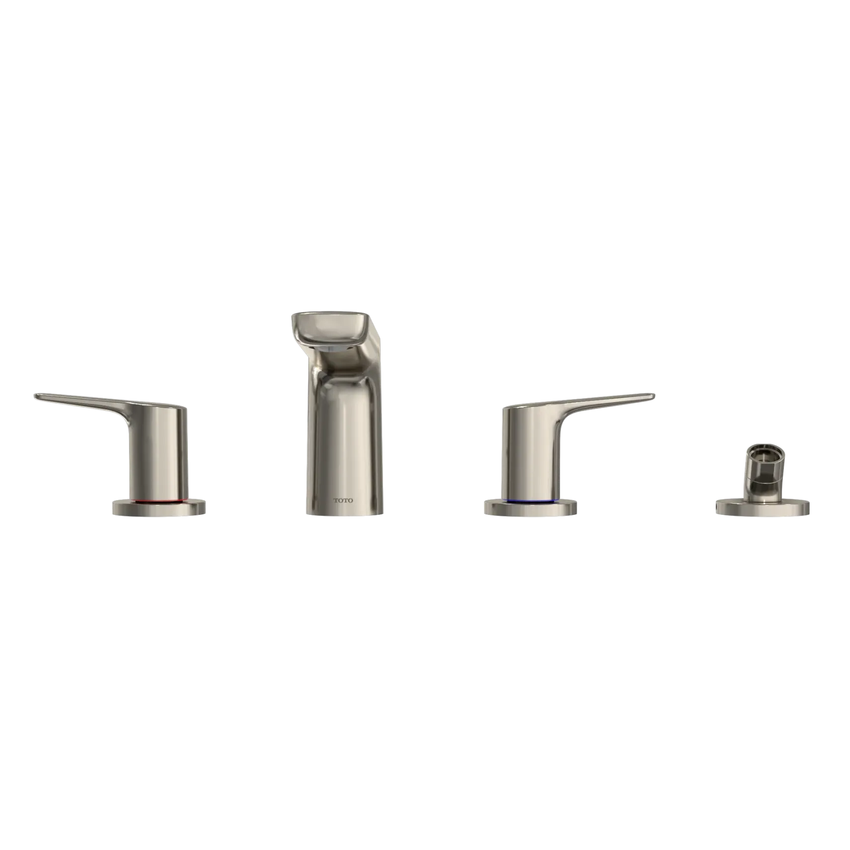TOTO GS Four-hole Deck-Mount Roman Tub Filler Trim with Handshower, Polished Nickel, Brass, TBG03202U#PN