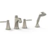 TOTO Keane Two Handle Deck-Mount Roman Tub Filler Trim with Hand Shower, Brushed Nickel, Brass, TB211S#BN