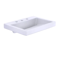 TOTO Kiwami Renesse Design I Rectangular Fireclay Vessel Bathroom Sink with CEFIONTECT for 8 Inch Faucets, Cotton White, Fired Clay, LT171.8G#01