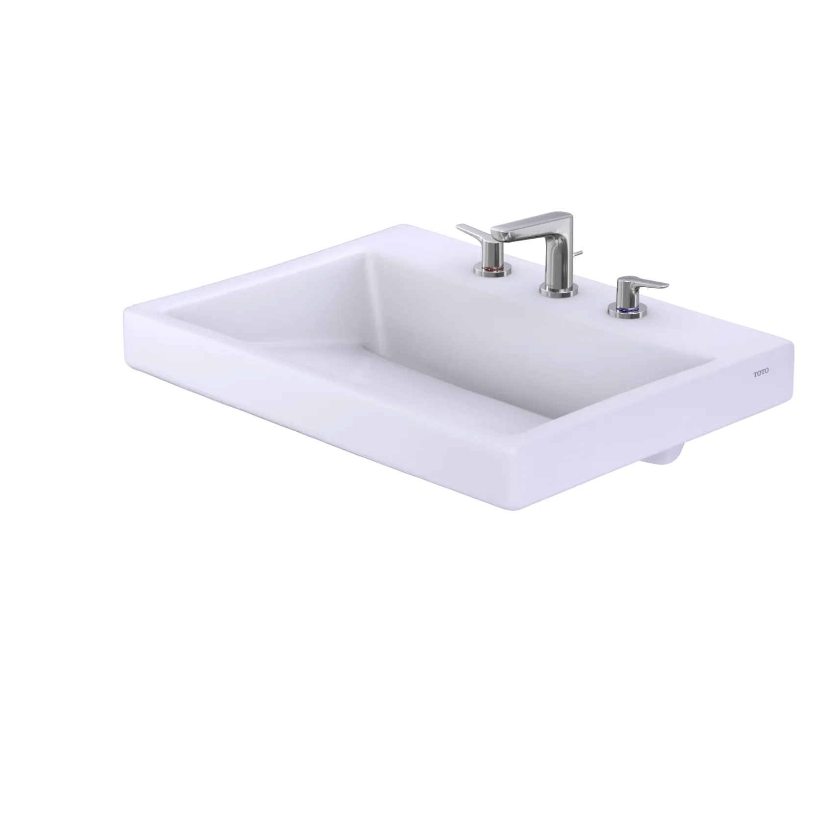 TOTO Kiwami Renesse Design I Rectangular Fireclay Vessel Bathroom Sink with CEFIONTECT for 8 Inch Faucets, Cotton White, Fired Clay, LT171.8G#01