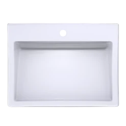 TOTO Kiwami Renesse Design I Rectangular Fireclay Vessel Bathroom Sink with CEFIONTECT for Single Hole Faucets, Cotton White, Fired Clay, LT171G#01