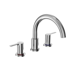 TOTO LB Two-Handle Deck-Mount Roman Tub Filler Trim, Polished Chrome, Brass, TBS01201U#CP
