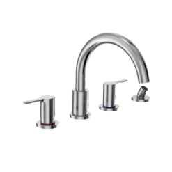 TOTO LB Two-Handle Deck-Mount Roman Tub Filler Trim with Handshower, Polished Chrome, Brass, TBS01202U#CP