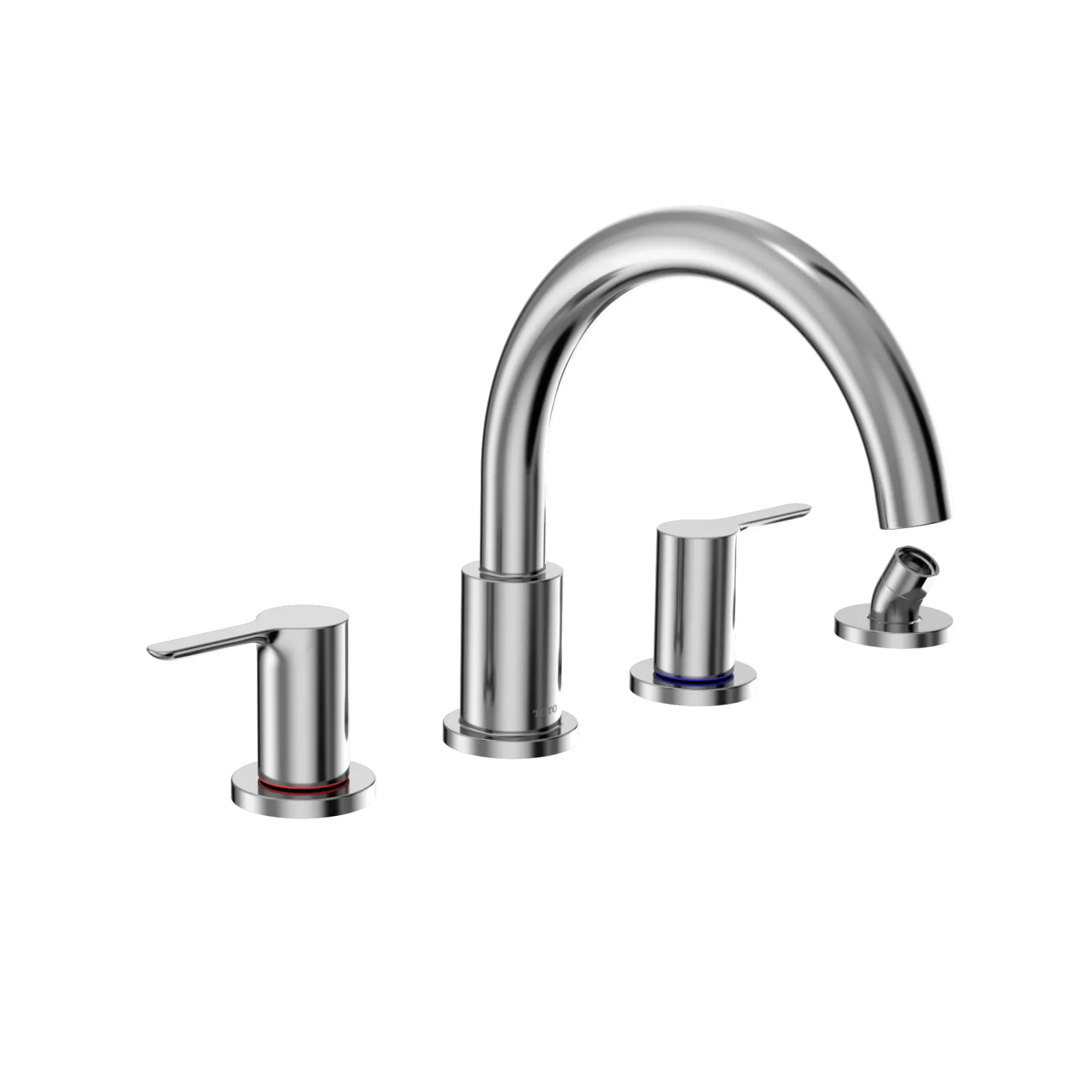 TOTO LB Two-Handle Deck-Mount Roman Tub Filler Trim with Handshower, Polished Chrome, Brass, TBS01202U#CP