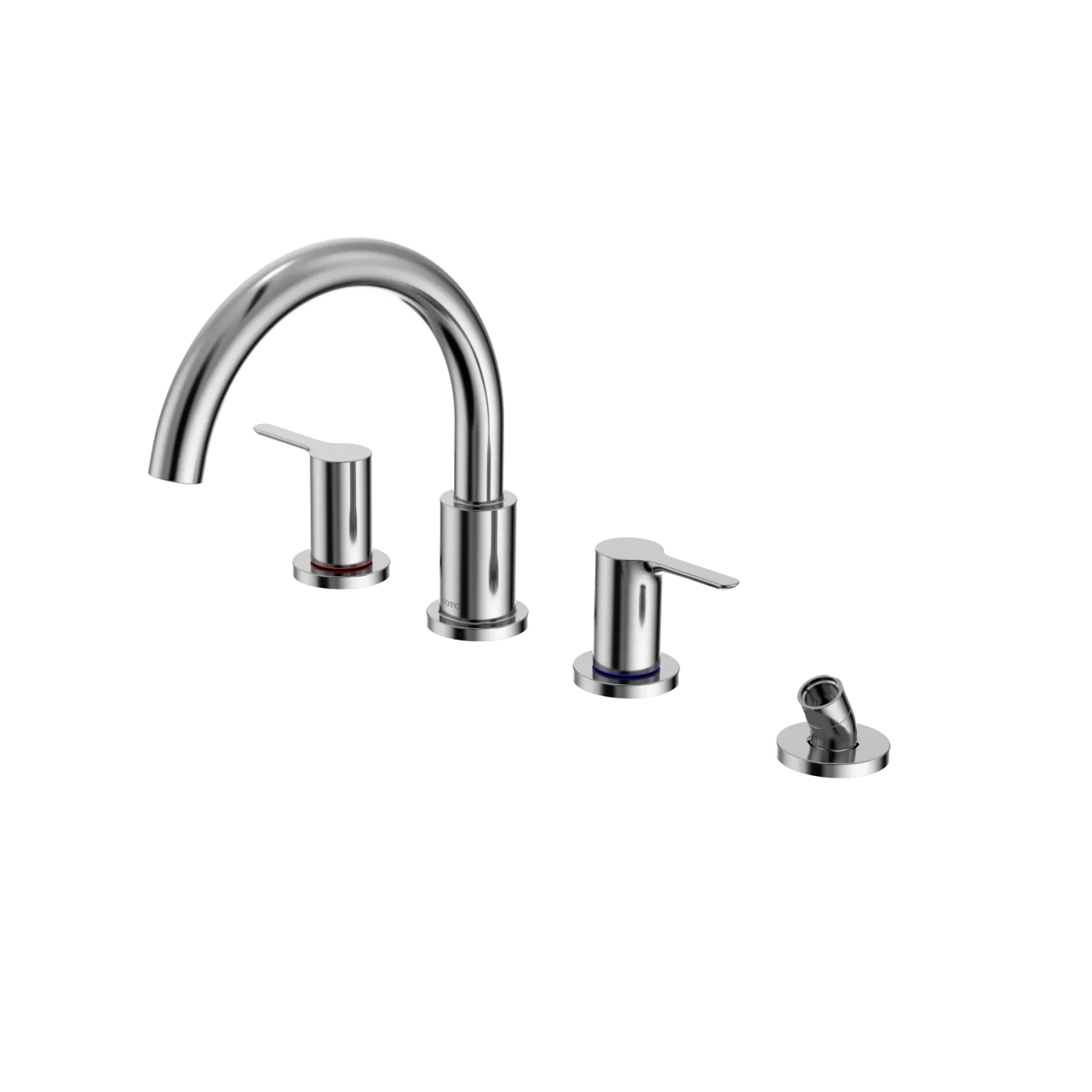 TOTO LB Two-Handle Deck-Mount Roman Tub Filler Trim with Handshower, Polished Chrome, Brass, TBS01202U#CP
