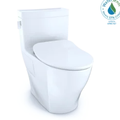 TOTO Legato One-Piece Elongated 1.28 GPF Toilet with CEFIONTECT and SoftClose Seat, WASHLET+ Ready, Cotton White, Vitreous China, MS624234CEFG#01