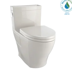 TOTO Legato WASHLET+ One-Piece Elongated 1.28 GPF Universal Height Skirted Toilet with CEFIONTECT, Bone, Vitreous China, MS624124CEFG#03