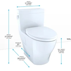 TOTO Legato WASHLET+ One-Piece Elongated 1.28 GPF Universal Height Skirted Toilet with CEFIONTECT, Bone, Vitreous China, MS624124CEFG#03