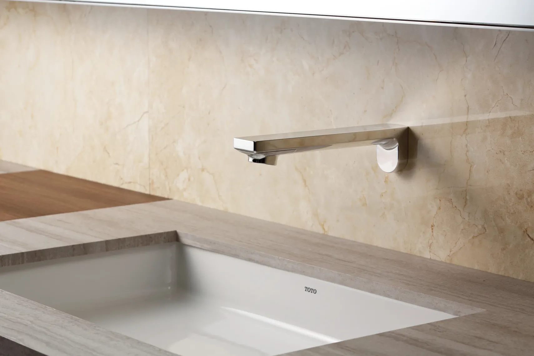 TOTO Libella M Wall-Mount ECOPOWER 0.35 GPM Electronic Touchless Sensor Bathroom Faucet with Mixing Valve, Polished Chrome, Brass, TEL1D3-D20EM#CP