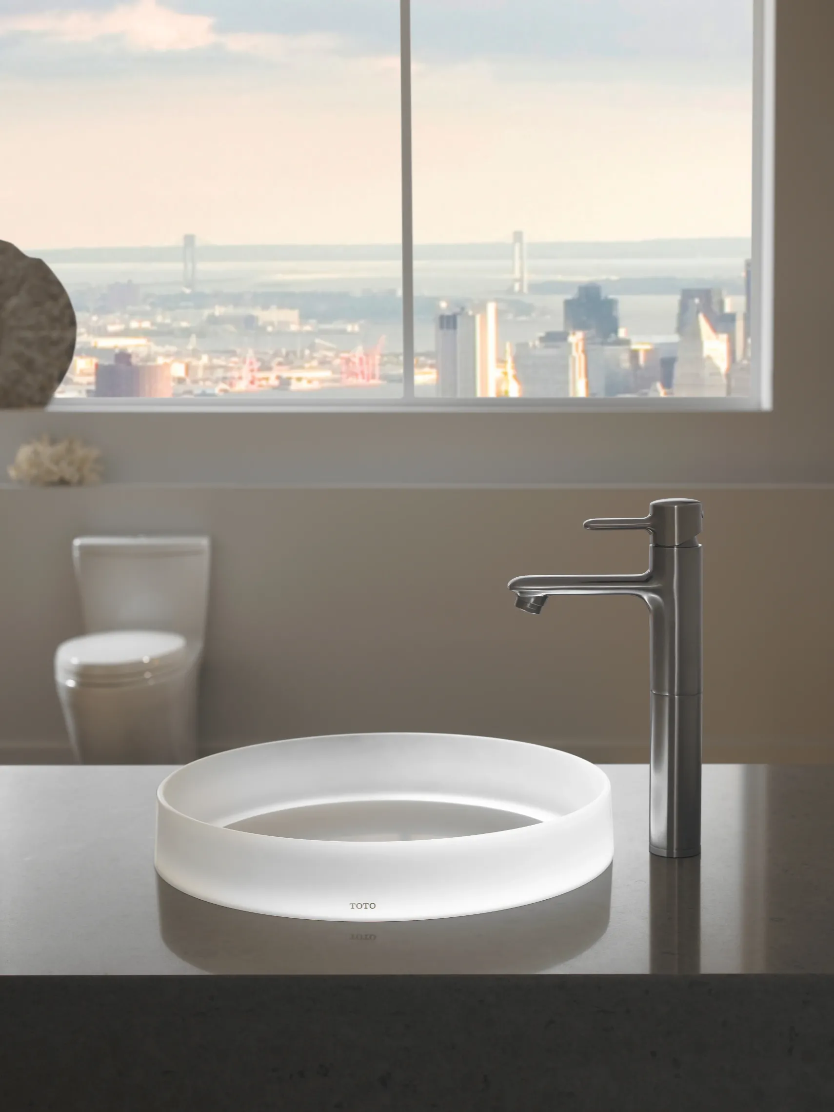 TOTO Luminist Round Vessel Bathroom Sink, Frosted White, Epoxy Resin, LLT150#61