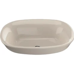 TOTO Maris Oval Semi-Recessed Vessel Bathroom Sink with CEFIONTECT, Bone, Vitreous China, LT480G#03