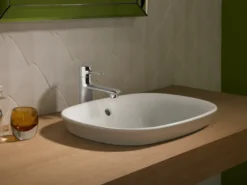 TOTO Maris Oval Semi-Recessed Vessel Bathroom Sink with CEFIONTECT, Bone, Vitreous China, LT480G#03