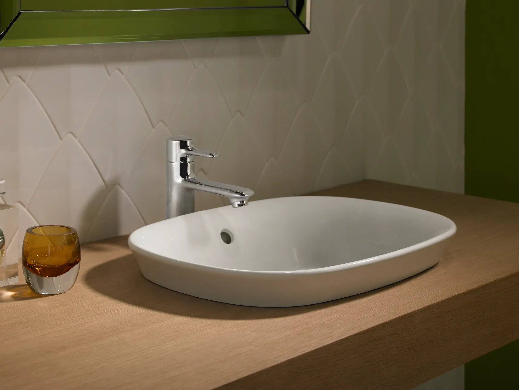 TOTO Maris Oval Semi-Recessed Vessel Bathroom Sink with CEFIONTECT, Bone, Vitreous China, LT480G#03