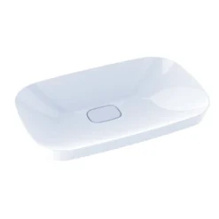 TOTO Neorest Kiwami Rectangular Semi-Recessed Fireclay Vessel Bathroom Sink with CEFIONTECT, Cotton White, Fired Clay, LT995G#01
