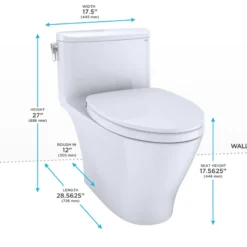 TOTO Nexus 1G One-Piece Elongated 1.0 GPF Universal Height Toilet with CEFIONTECT and SS124 SoftClose Seat, WASHLET+ Ready, Colonial White, Vitreous China, MS642124CUFG#11