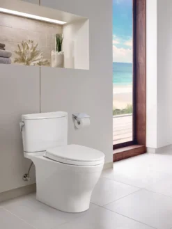 TOTO Nexus Two-Piece Elongated 1.28 GPF Universal Height Toilet with CEFIONTECT and SS124 SoftClose Seat, WASHLET+ Ready, Colonial White, Vitreous China, MS442124CEFG#11