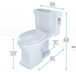 TOTO Promenade II 1G One-Piece Elongated 1.0 GPF Universal Height Toilet with CEFIONTECT and Right-Hand Trip Lever, Cotton White, Vitreous China, MS814224CUFRG#01